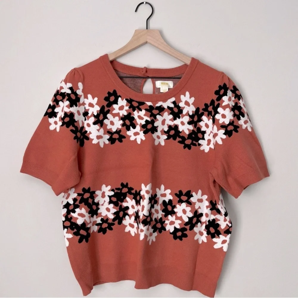 Maeve Orange Floral Crew Neck Sweater - Picture 3 of 6